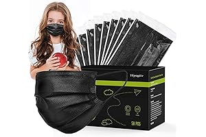 Individually Wrapped 100 Pack Kids Black Disposable Face Masks