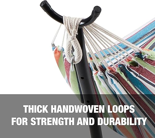 Miniatura 4 de Bliss Hammocks Hamaca de 60 pulgadas de ancho y soporte integrado con funda de transporte y accesorios para colgar en interiores, exteriores, junto