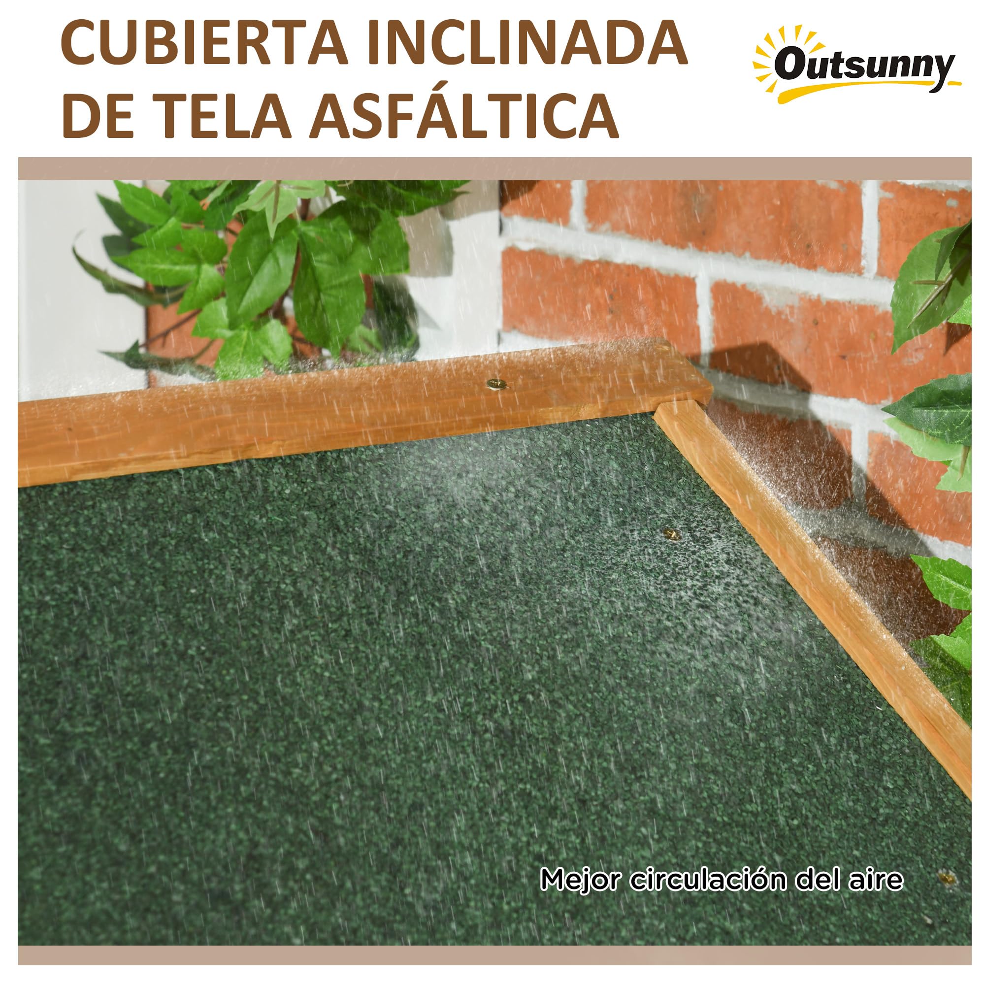 Outsunny Armario de Jardín de Madera 77x54,2x179 cm 0,3 m² Cobertizo para Almacenaje de Herramientas con 3 Estantes y 2 Puertas con Cerrojo para Patio Terraza Natural y Verde — view 4