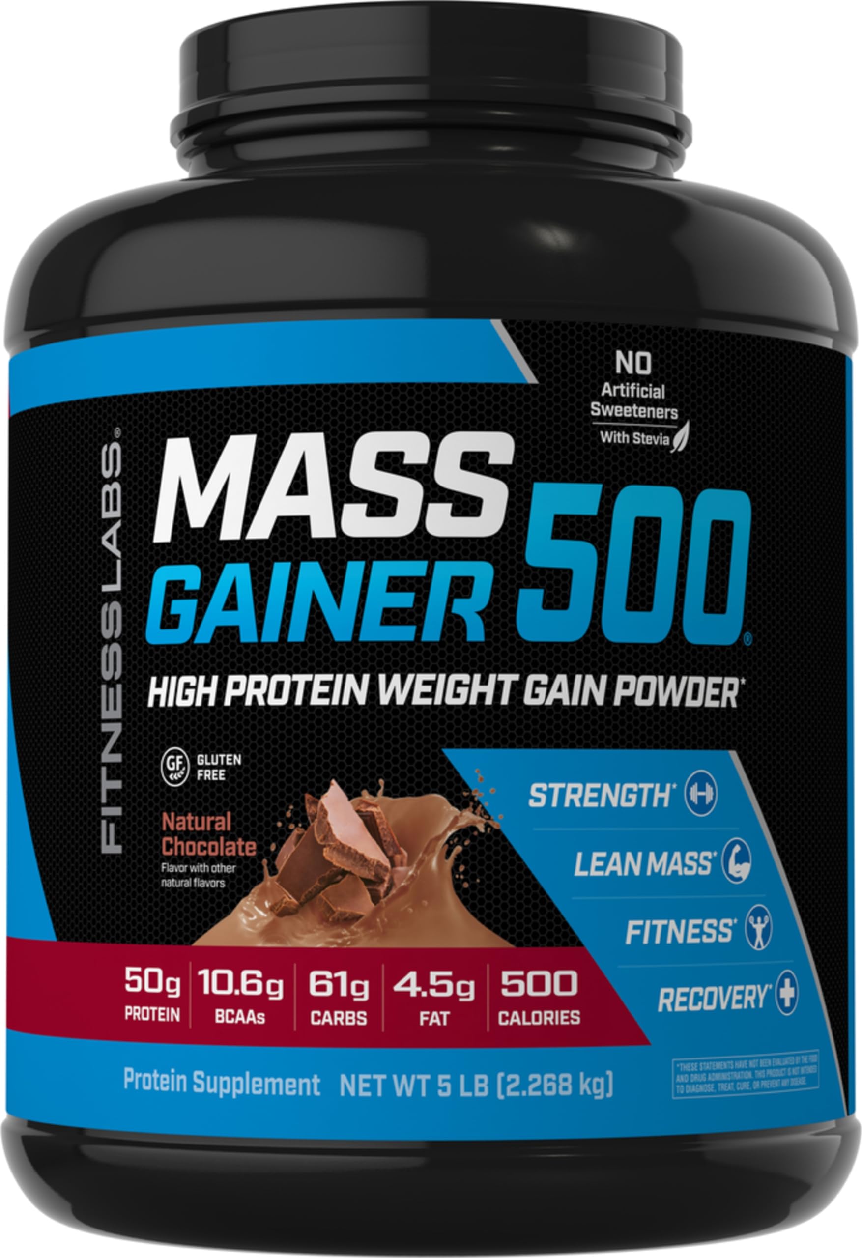 Amazon.com: Fitness Labs Mass Gainer - Proteína en polvo | 5 libras | Sabor  a brownie de chocolate | 500 calorías | con BCAA | Alto en proteínas |  Ganador de peso |