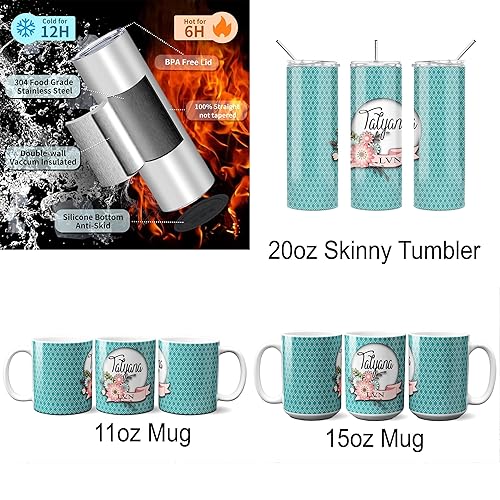 Miniatura 8 de Flower Bouquet Badge Reel Personalized - Retractable ID Holder Teal Floral Nurse Gift - You Choose Custom Fonts, Design Size and Decorative Frame