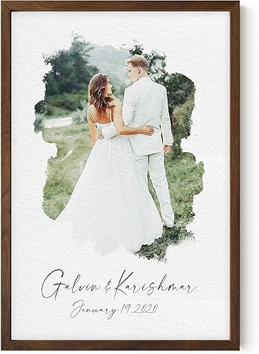Retrato de acuarela personalizado póster con foto personalizada, imágenes de carga de pósteres personalizados, retrato personalizado para regalos de