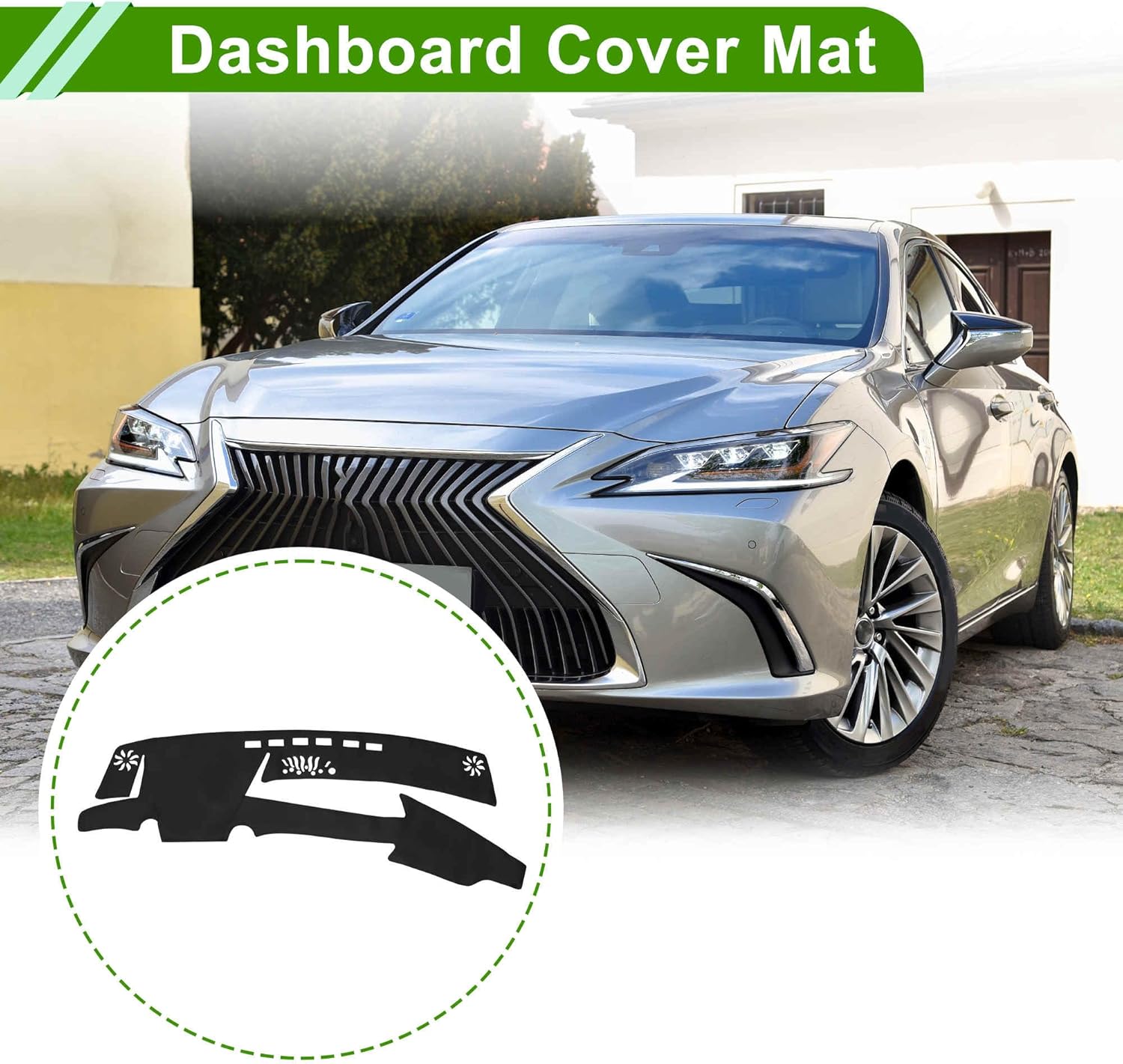 Dashboard Cover for Lexus ES300 2019-2020 Dash Cover Mat Carpet Center Console Dash Cover Mat Car Interior Anti-Slip Faux Leather Black 1 Pc