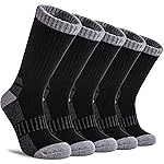 DYW Womens Merino Wool Hiking Socks Thermal Warm Winter Boot Crew Cushion Work Walking Gift Socks 5 Pairs 5 Pairs Black,Large