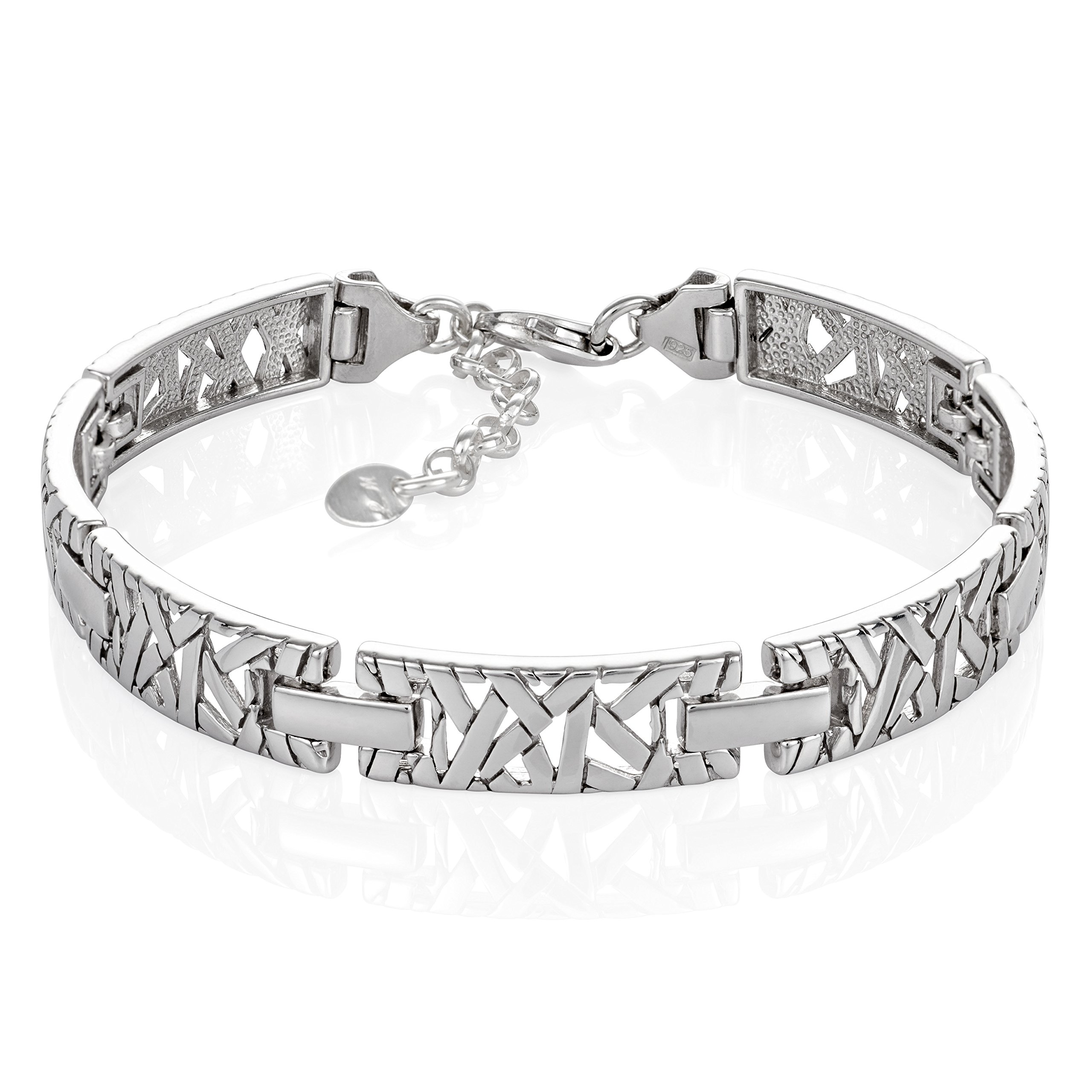 LillyMarie Hochwertiges Design Silberarmband Mit Verstellbarer Länge Und Karabinerverschluss