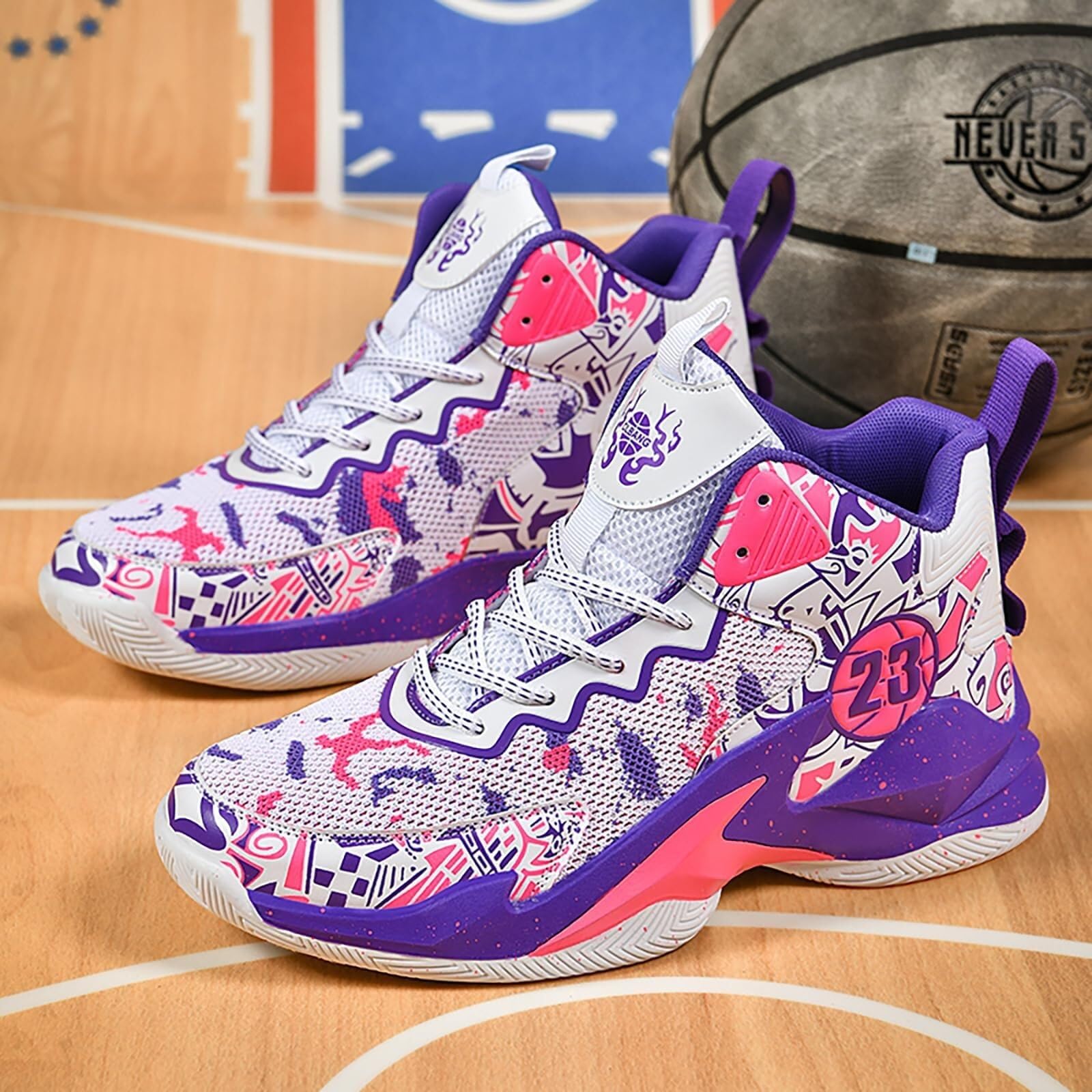 Zapatillas de Baloncesto Unisex de Malla Alta, Transpirables, Antideslizantes, Resistentes al Desgaste y prácticas.