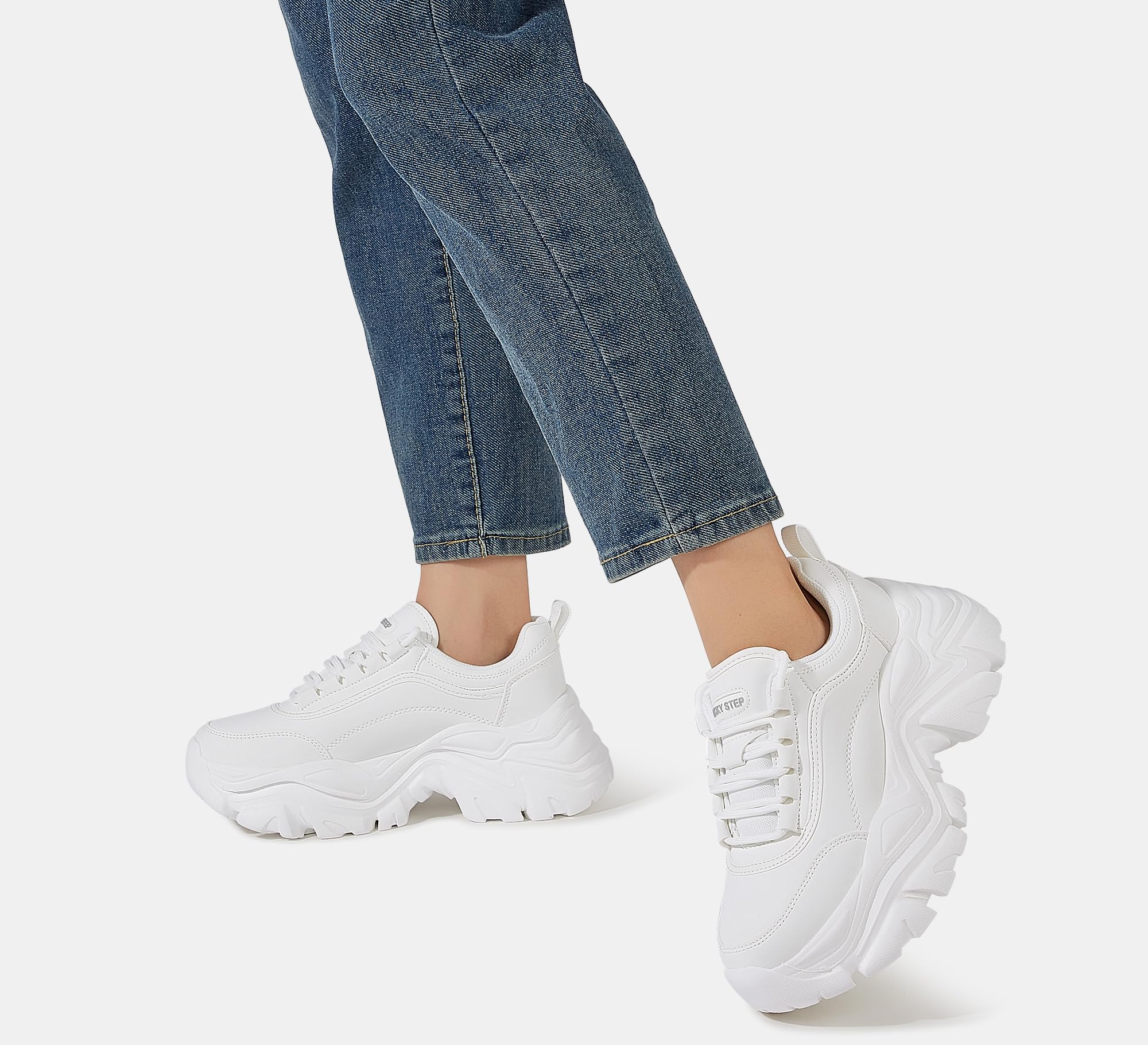 LUCKY STEP Sneakers robuste da Donna, Scarpe Casual con Plateau alla Moda, comode Sneakers con Zeppa