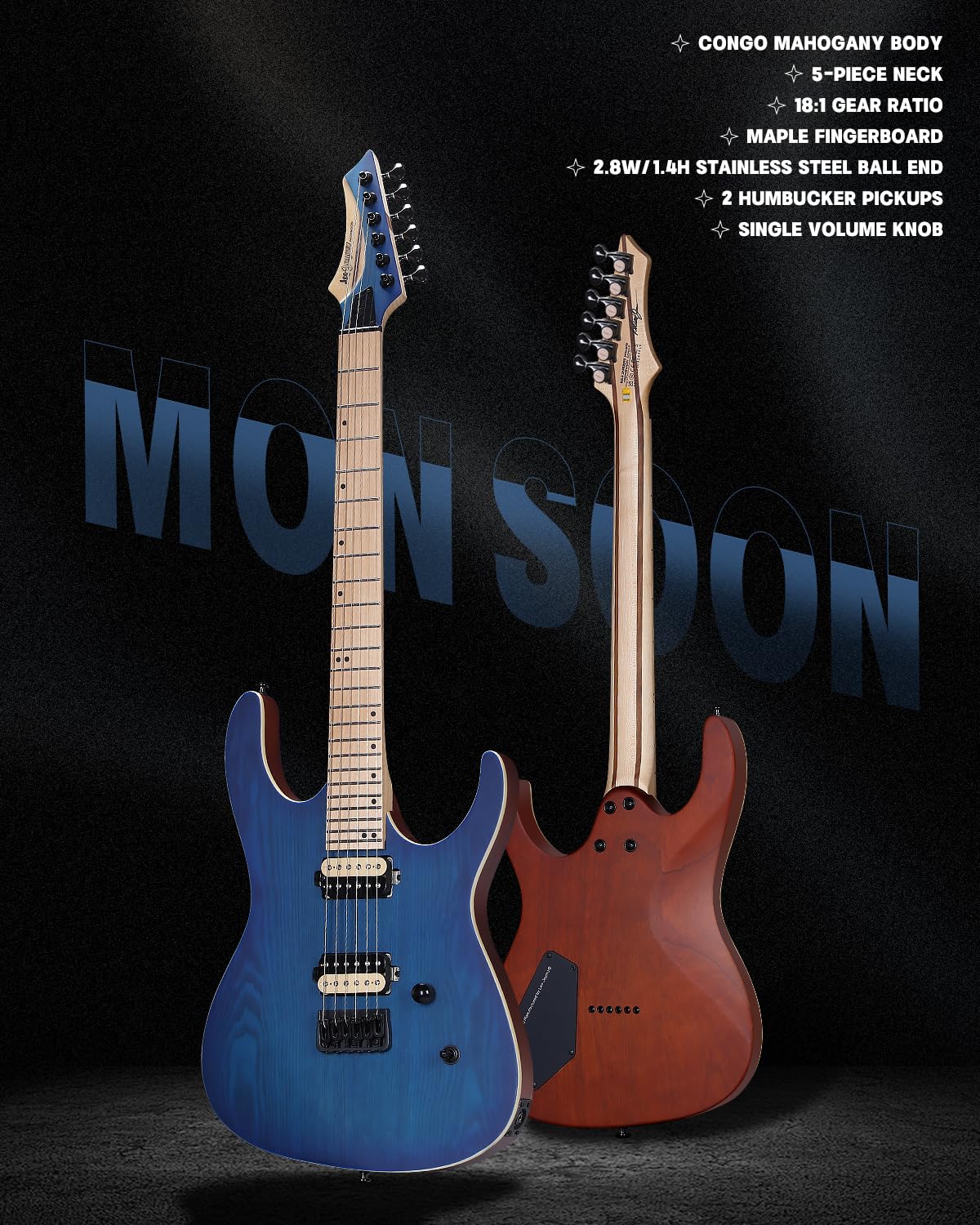 Amazon.co.jp: Leo Jaymz Monsoon Series 24-Fretエレキギター
