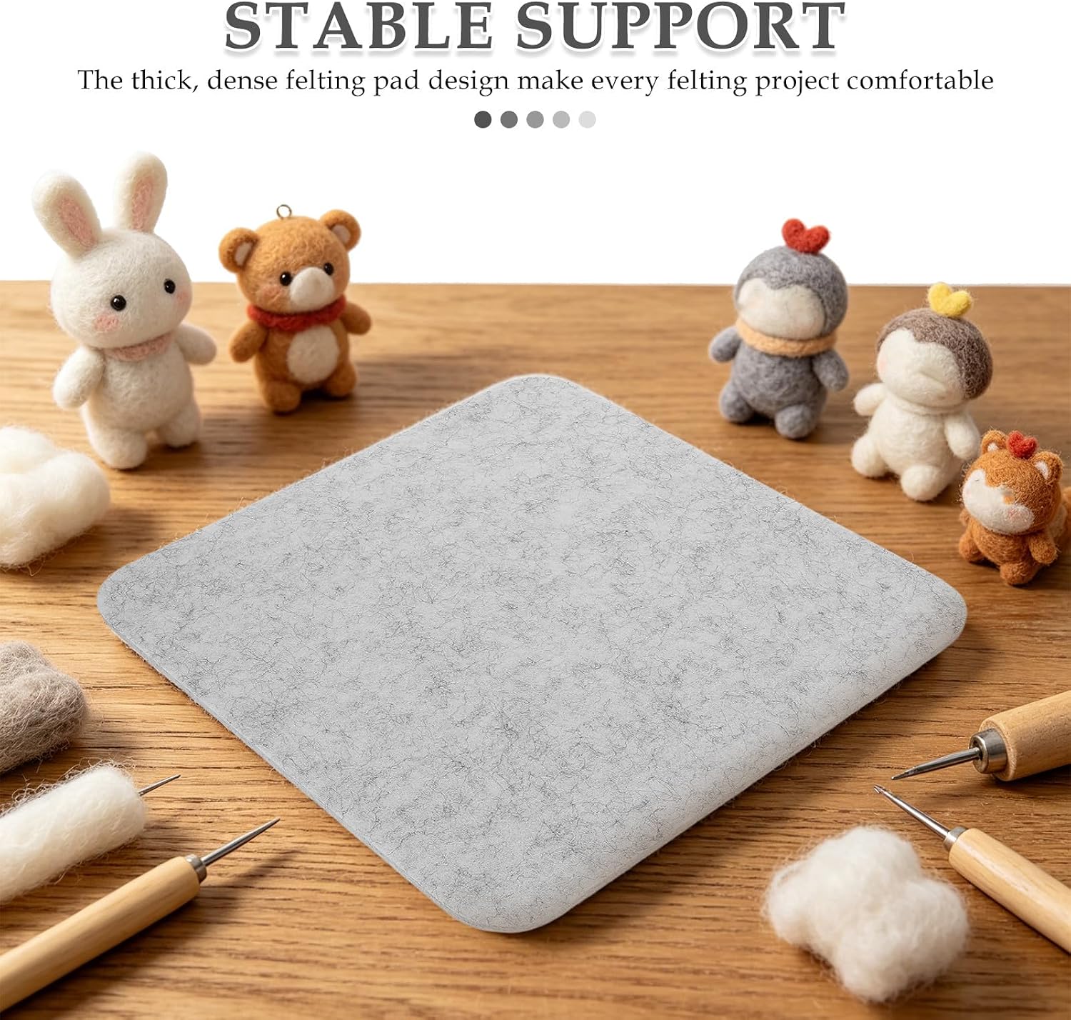 OSOLADY 4pcs Square Needle Felting Mat - Rounded Corner Felt Pads for Handmade Craft Projects, Photo Display, Wool Felting Decorations 12''&6'' Grey