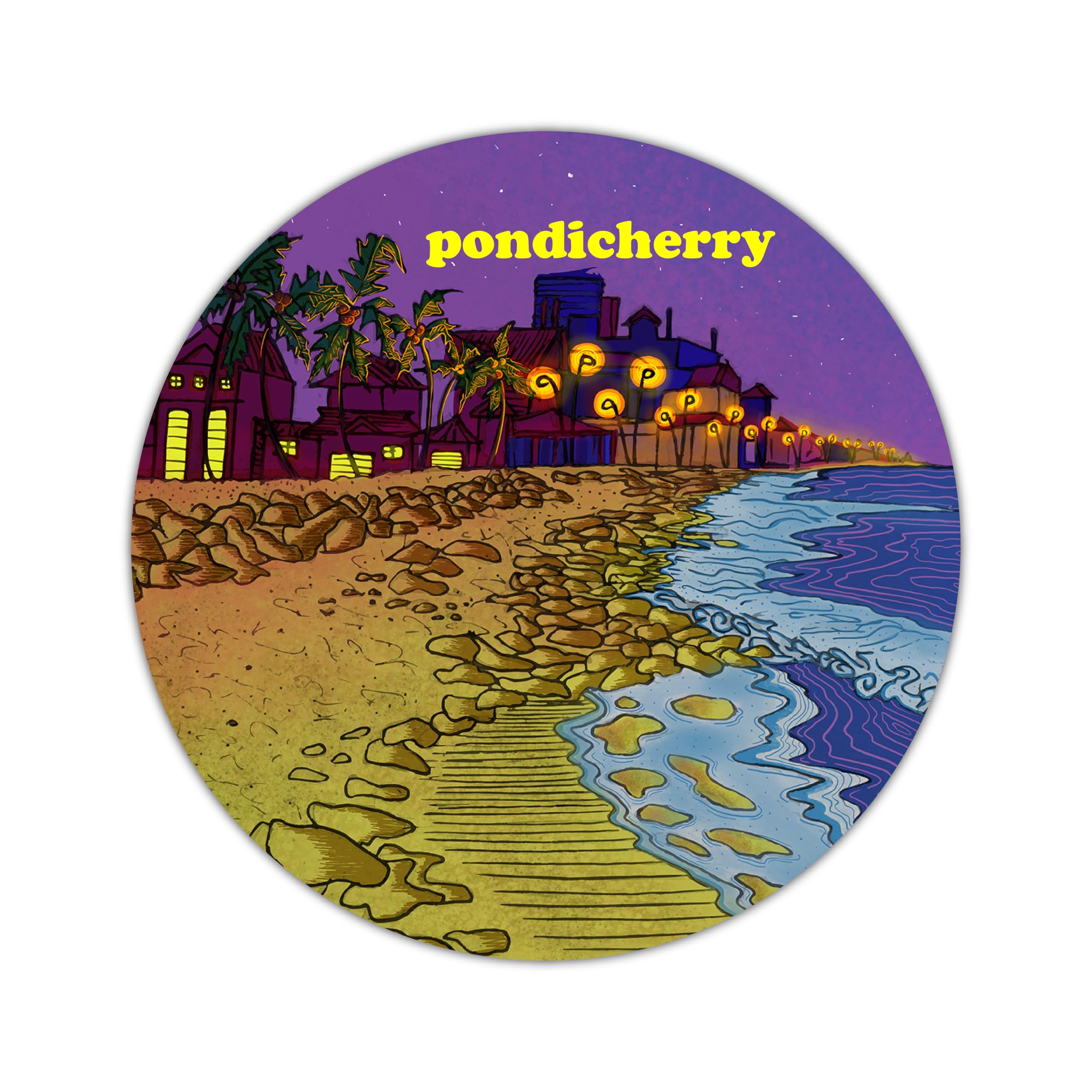 BIRDS MIND Pondicherry Round Fridge Magnet for Office/Door/Decor/Home/Kitchen/Refrigerator/Door/Decor Multicolor Artistic Wooden Travel Souvenir Gift L X H 3 X 3 Inch (B0DFW9VMJD) Amazon Price History, Amazon Price Tracker