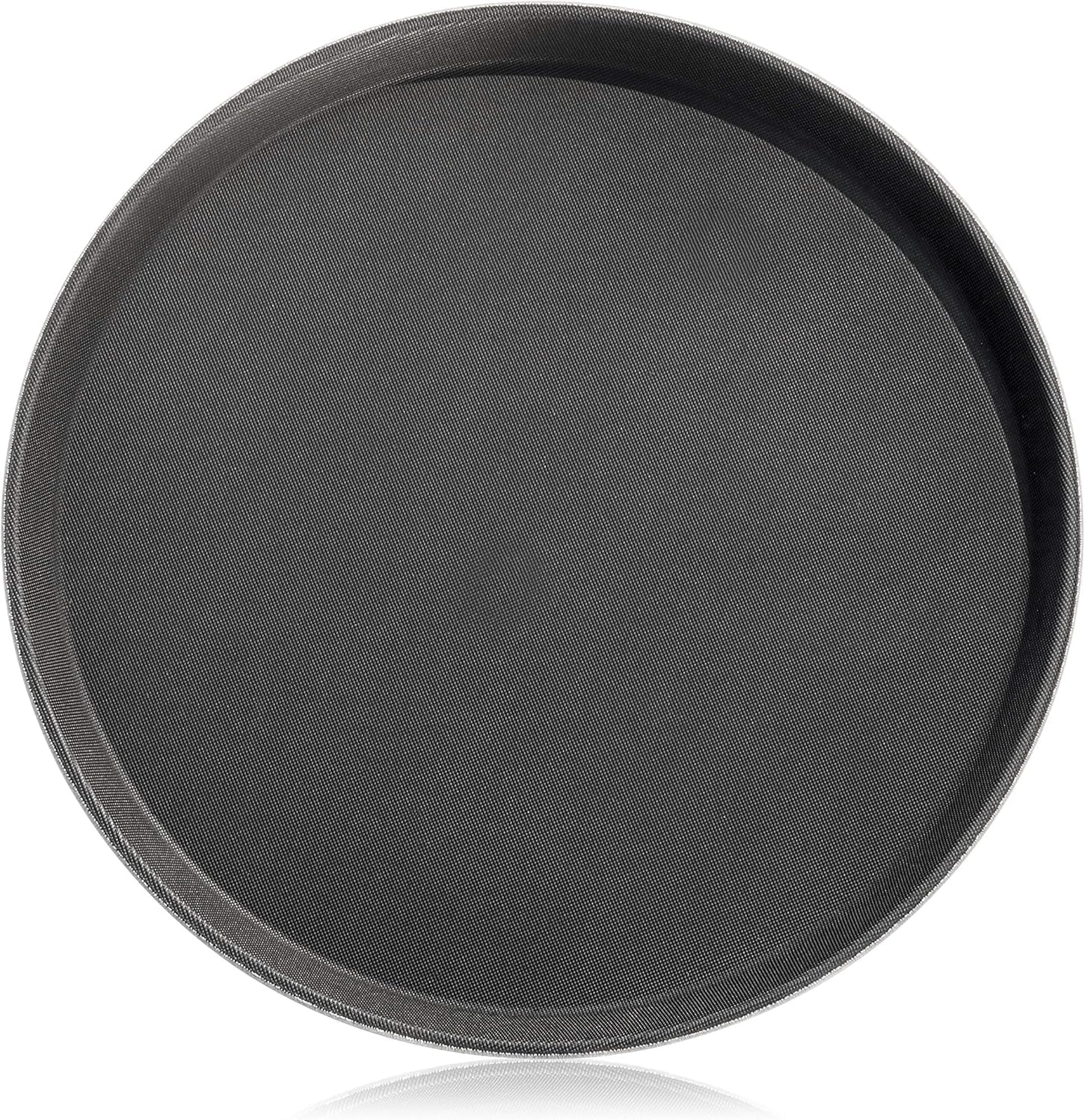 New Star Foodservice 24913 Non-Slip Tray, Plastic, Rubber Lined, Round, 11-inch, Black