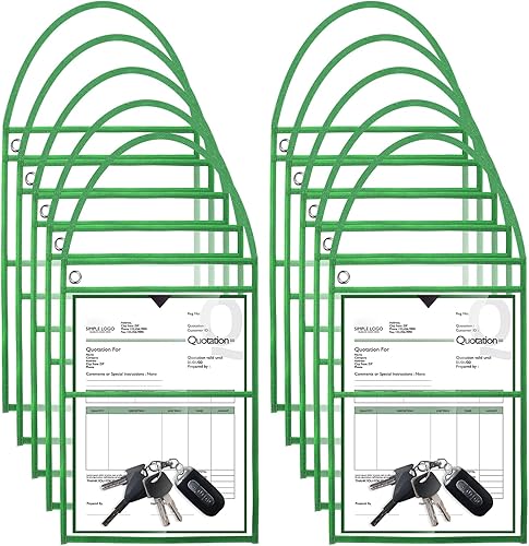 Vista 28 de Epakh Paquete de 30 soportes para boletos de tienda de 9 x 12 pulgadas, fundas de plástico para boletos de trabajo, fundas de pedido de reparación