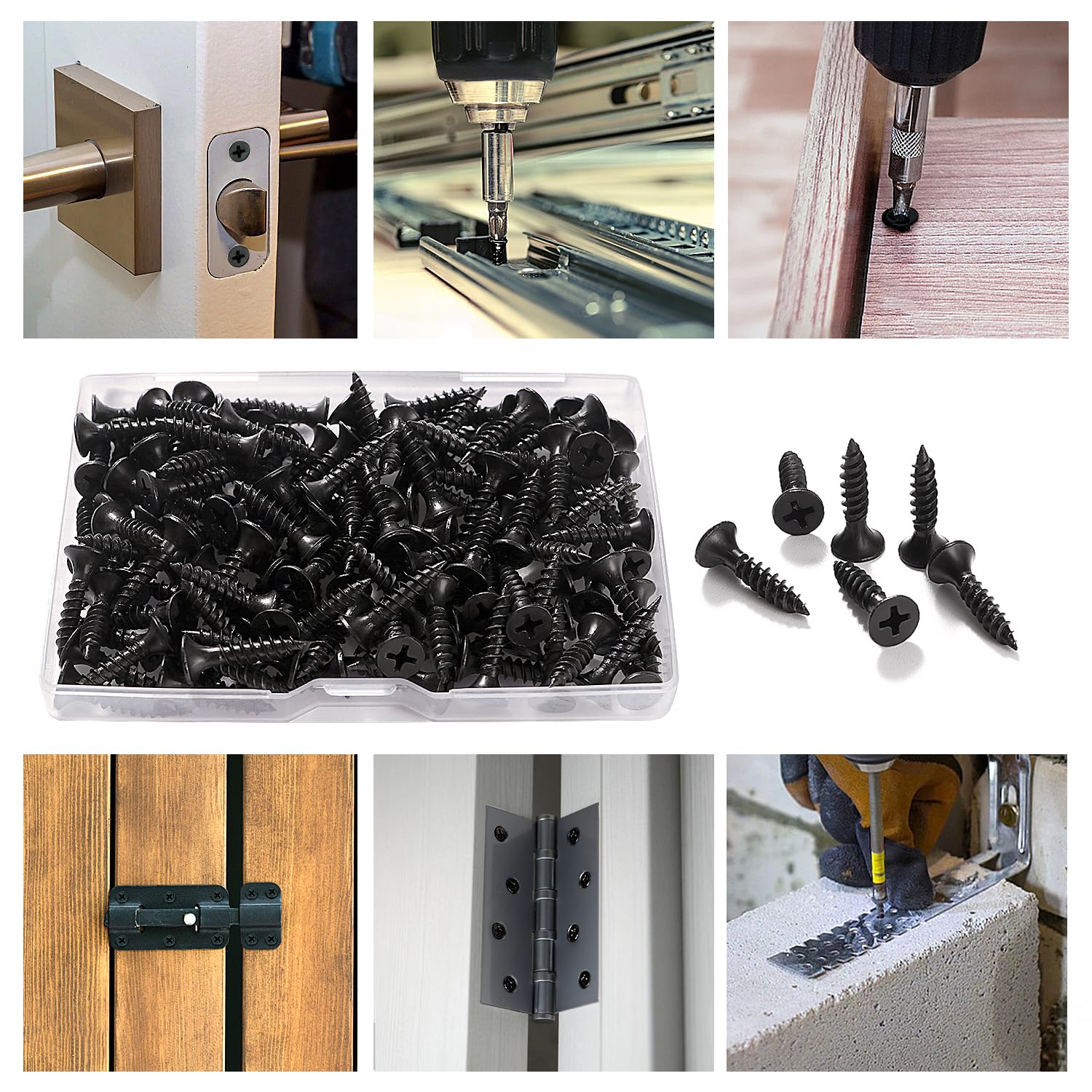 VooGenzek 130 Pezzi M3.5 * 20 mm Viti Autofilettanti a Filettatura, Viti Testa a Croce Piatta, Vite per Cartongesso a Testa Svasata, per Cartongesso, Nero