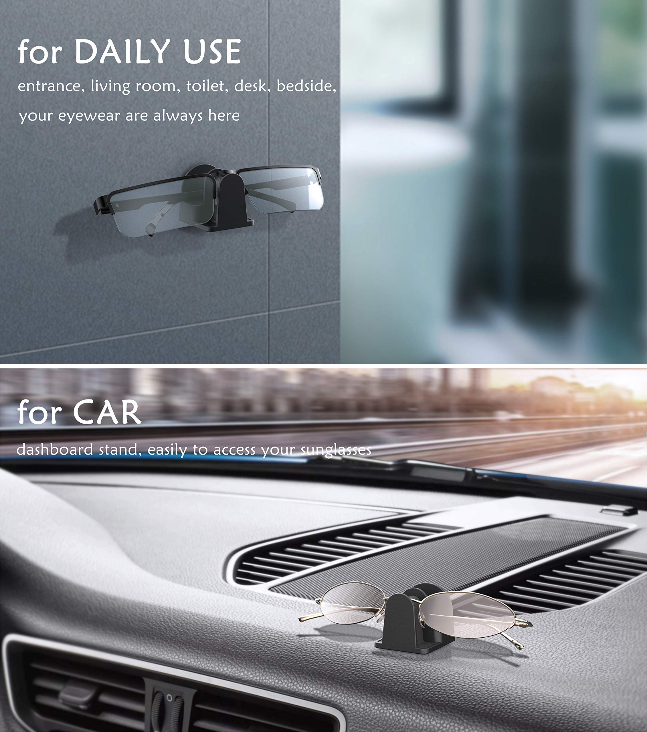 sciuU Porte-Lunettes/Lunettes de Soleil, [Ensemble de 2] Universel Support Mural/Bureau/Voiture, Eyewear Organizer, Crochet Adhésif 3M – Blanc