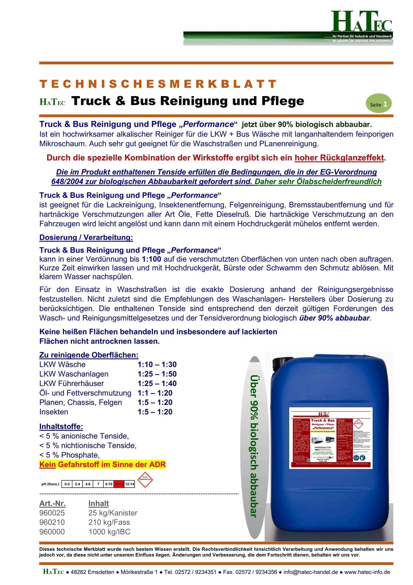 LKW Reiniger, Truck & Bus Reinigung + Pflege "Performance" 25 kg/Kanister mit verbessertem Rückglanzeffekt, Lkw Reiniger, Truck Reiniger, Insektenentferner, Bus Reiniger, Innenraumreiniger
