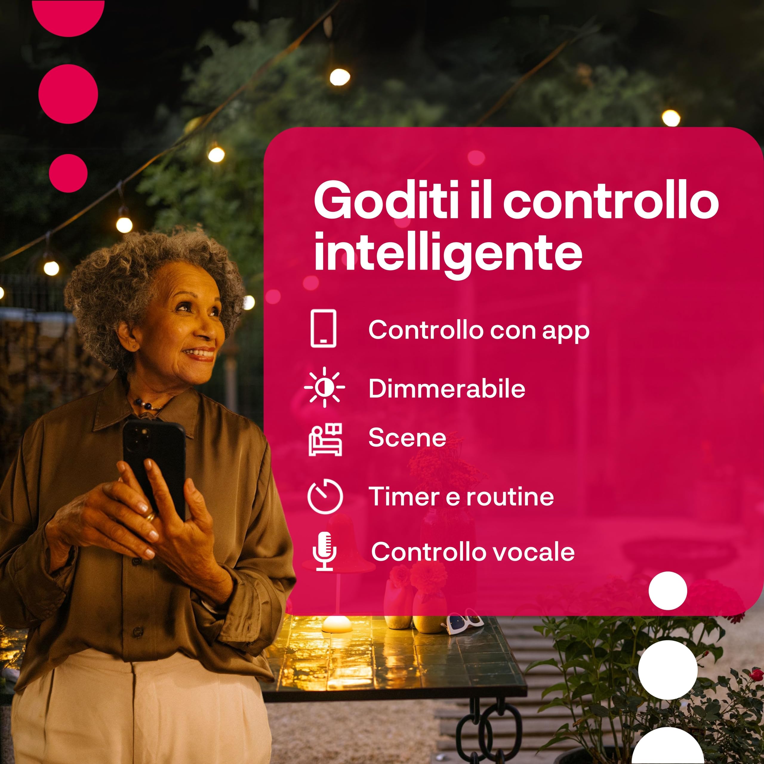 innr Catena Luminosa LED Smart 8m, 16 Lampadine, per Hue* e hub Zigbee | Bianca Calda 2200 K, Luci da Esterno per Giardino e Terrazza, Dimmerabile, Set Completo