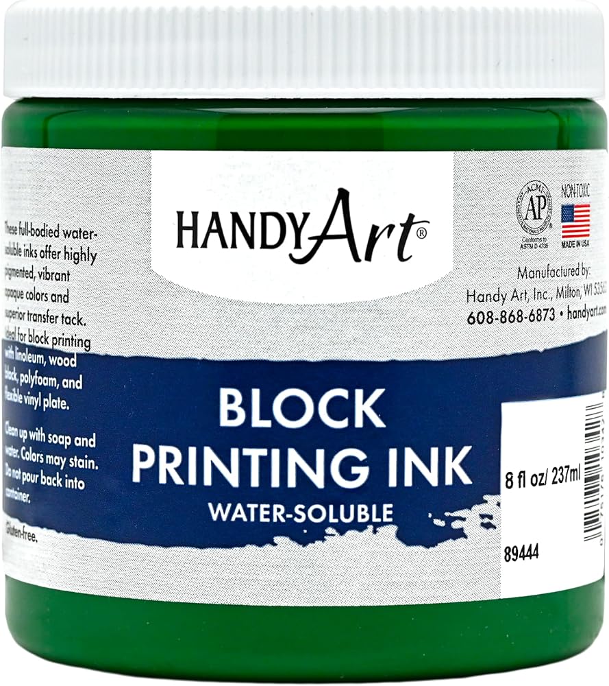 Handy Art Block Printing Ink, Green, 8 oz Jar, Water-Soluble — 사진 1