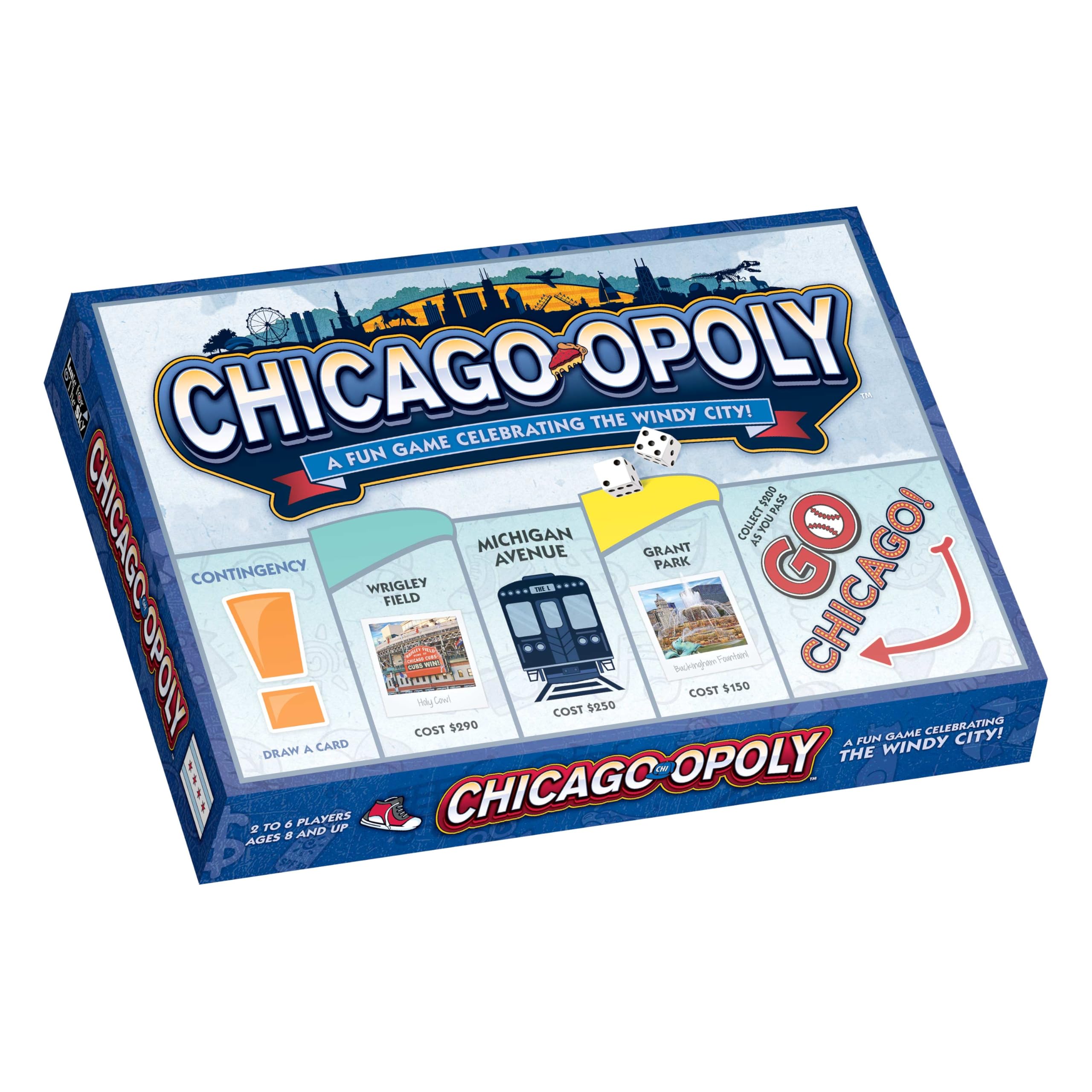 Late for The Sky Chicago-Opoly Board Game – Windy City Property Trading Family Game for 2-6 Players, Ages 8+, Fast or Full Play, Great Gift and Souvenir