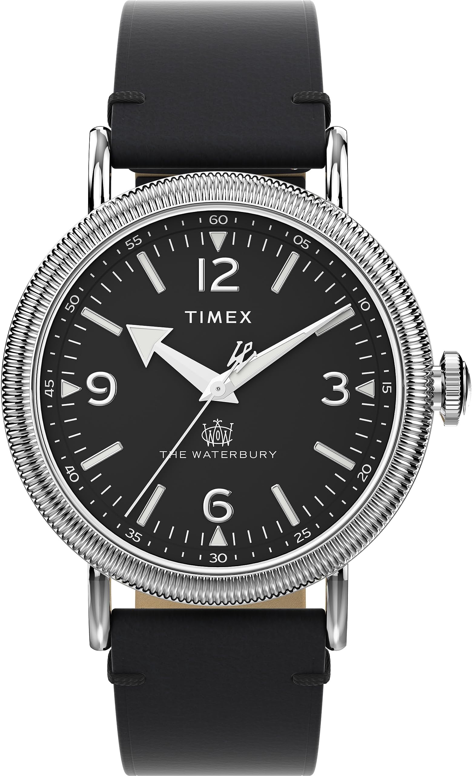 Men's Waterbury 40 mm Watch - Brown Leather Two-Piece Quick Release Strap Silver-Tone