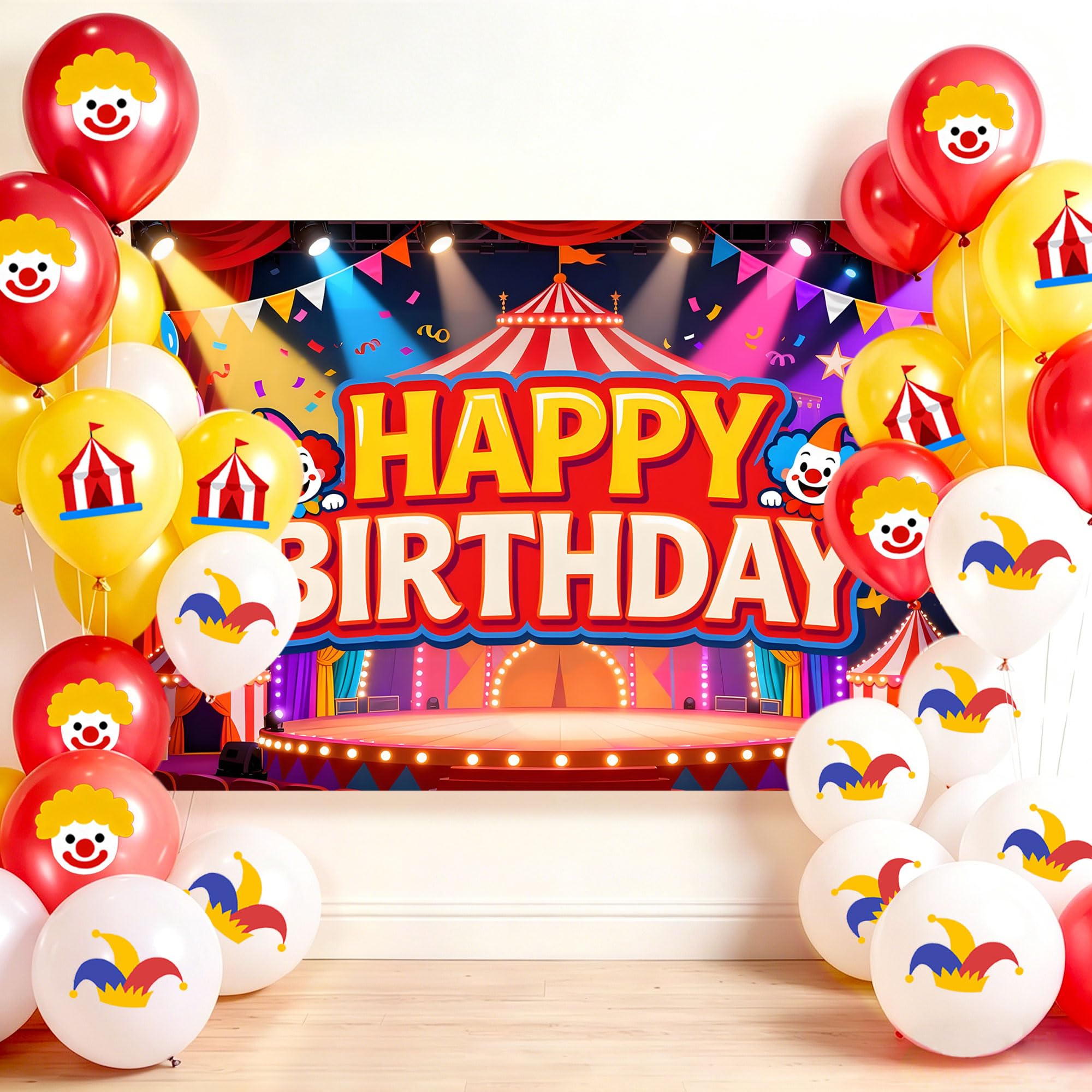 LaVenty Carnival Party Decorations Circus Balloons Banner Circus Theme Birthday Party Supplies Photo Backdrop Background โ image 1