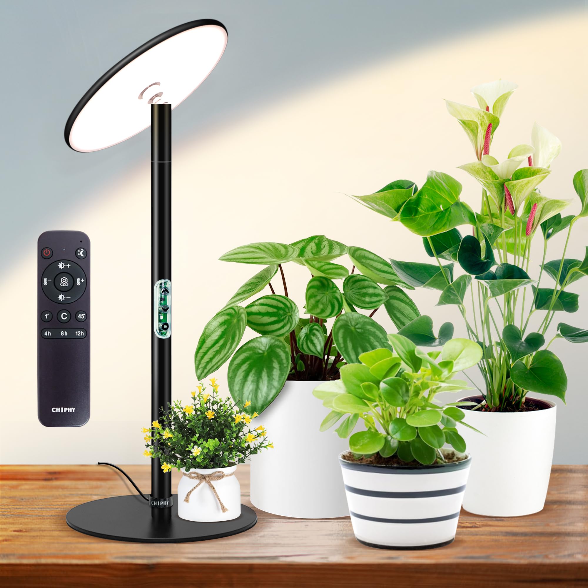 Sponsored Ad - chiphy Desk Grow Lights for Indoor Plants, Full Spectrum LED Plant Light, 40W Aluminum Tabletop Grow Lamp, Automatic Timer 4H/8H/12H, 16''-30'' Height Adjustable, Remote for Large Small Plants