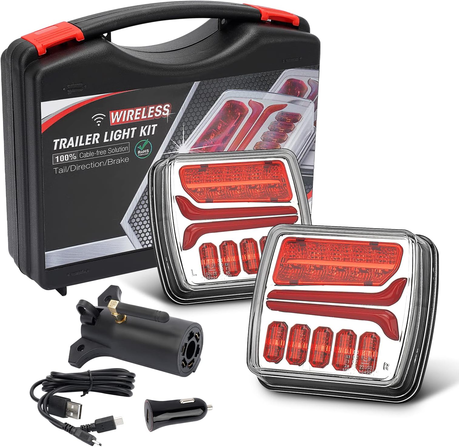 TIRYIUOU 2Pcs Wireless Trailer Light Kit LED