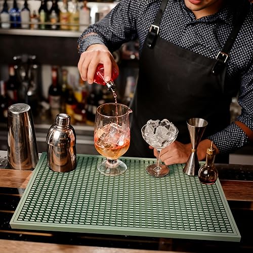 Miniatura 4 de Tapete de barra de 18 x 12 pulgadas (2 piezas) de goma para encimera y secado de platos, tapete antideslizante con diseño de flujo de aire para bar