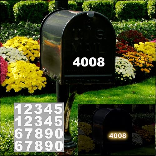 Vista 59 de iSYFIX - 2 juegos de calcomanías de números de 4 pulgadas, calcomanías de vinilo de alta calidad troqueladas y precortadas para buzón, ventanas, Oro