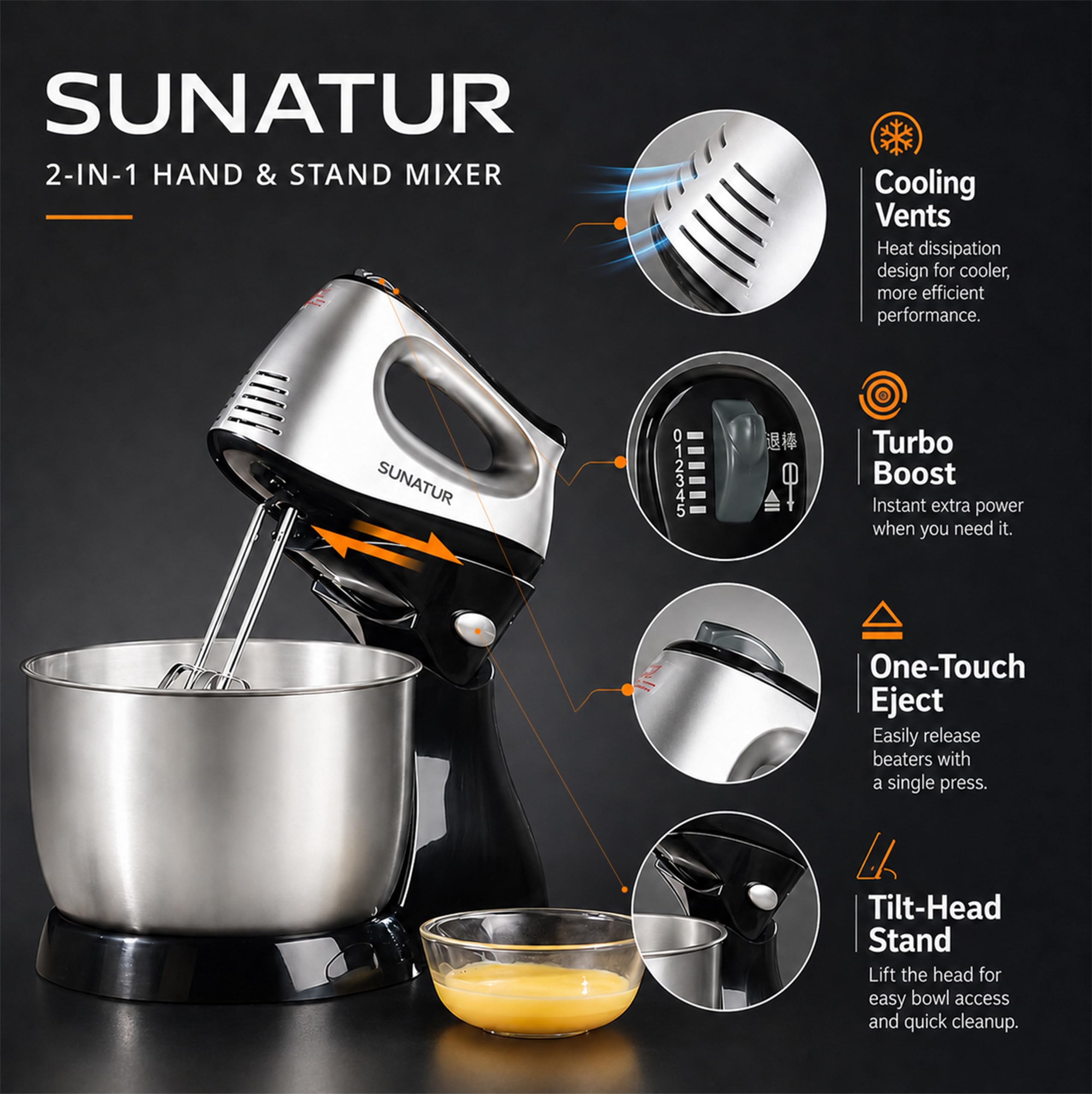 Mezclador de mesa (300 W, mezclador de huevo, batidora, batidora eléctrica, crema para whisk)
