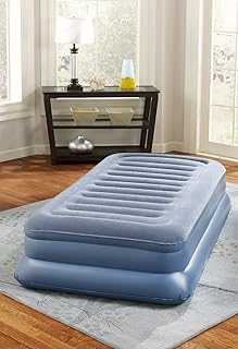 Simmons Beautyrest Sky Rise Pillow Top Inflatable Air Mattress: Raised-Profile Air Bed with External Pump, Queen