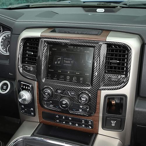 Miniatura 4 de Voodonala Consola central navegación GPS cubierta Trim para Dodge RAM 2011-2017 Accesorios ABS fibra de carbono 1pc