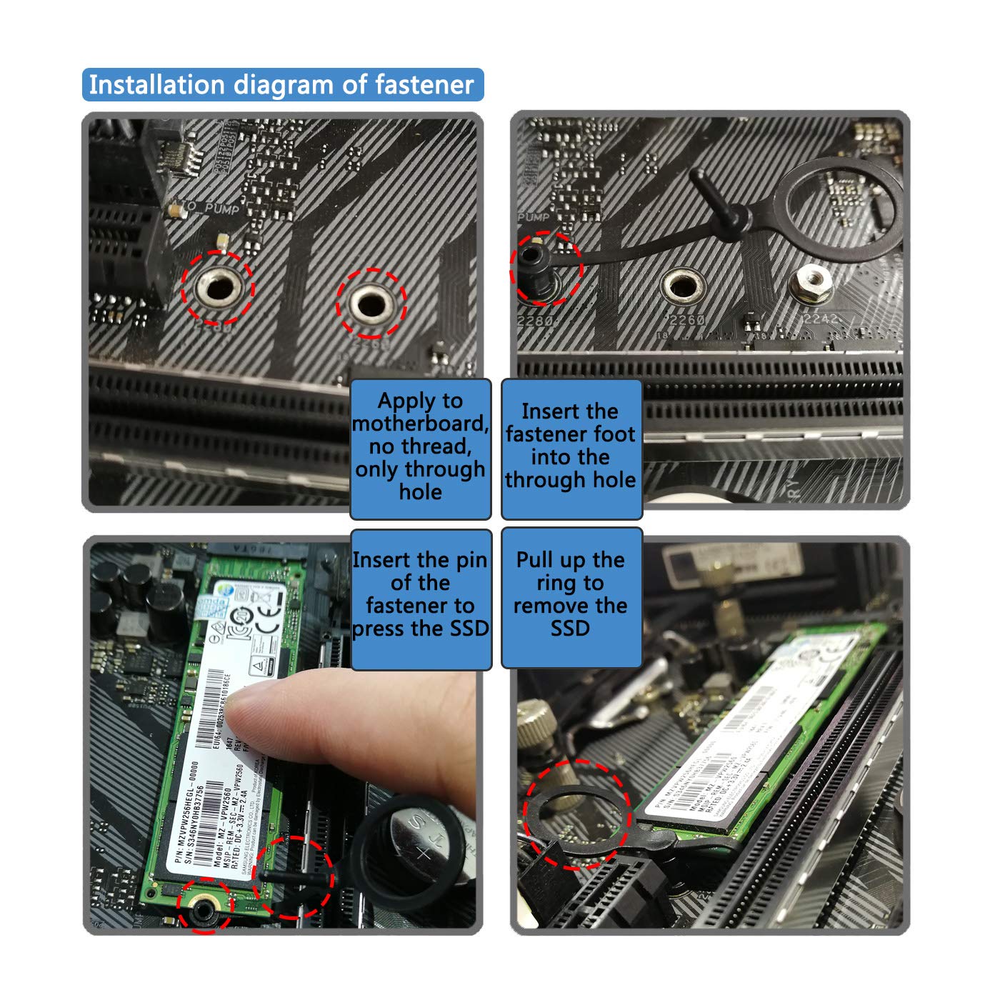 Śruba M.2, zestaw montażowy HFEIX SSD ze śrubokrętem do płyty głównej ASUS lub płyty ASRock NVMe PCIe Driver (7 szt.)