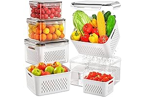 4-Pack Produce Storage Containers with Built-In Colanders