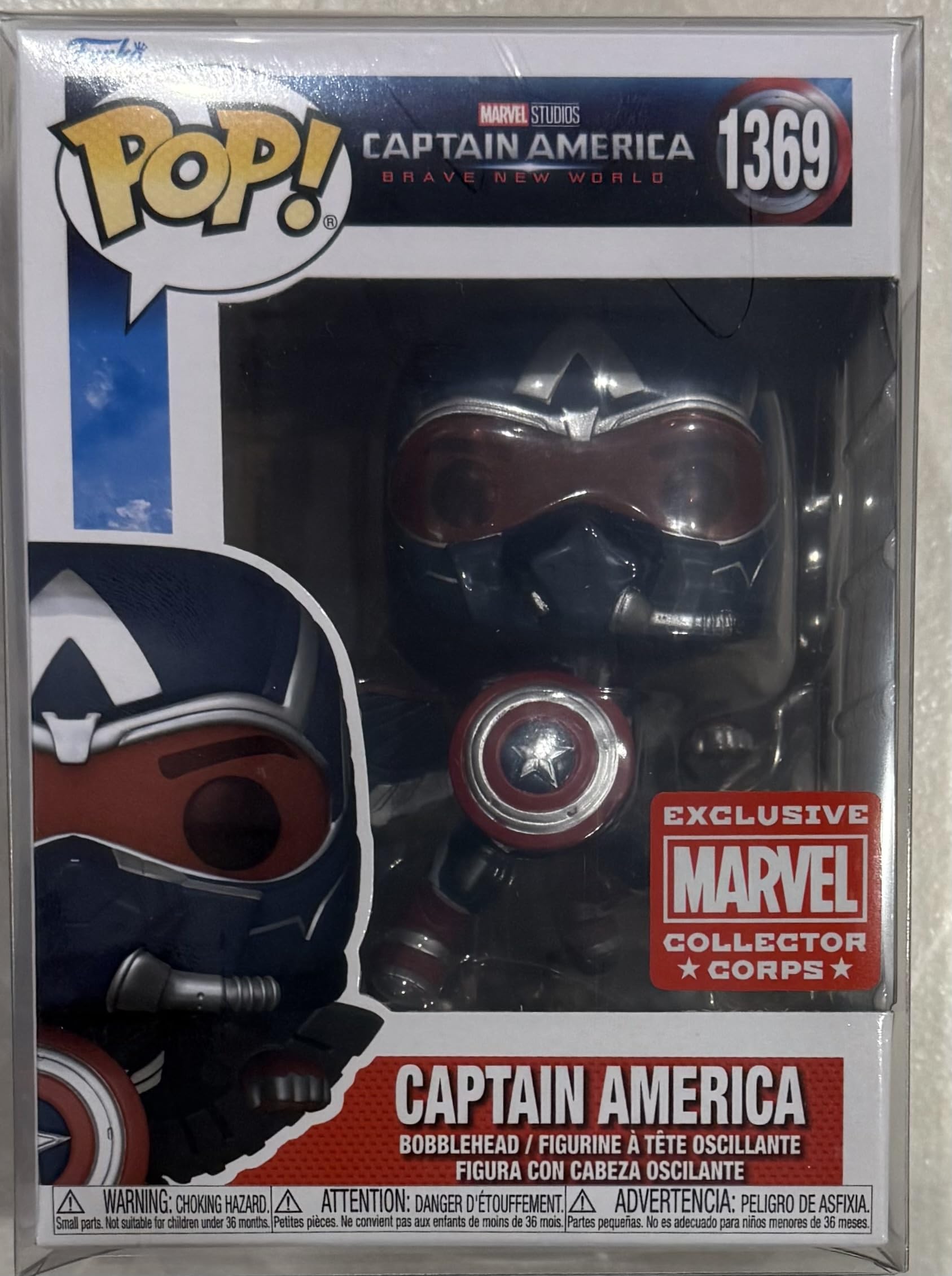 Pop Multicolor Funko Marvel Collector Corps 85Th Anniversary Exclusivecaptain America Brave New World Captain America #1369 W/Acrylic Case