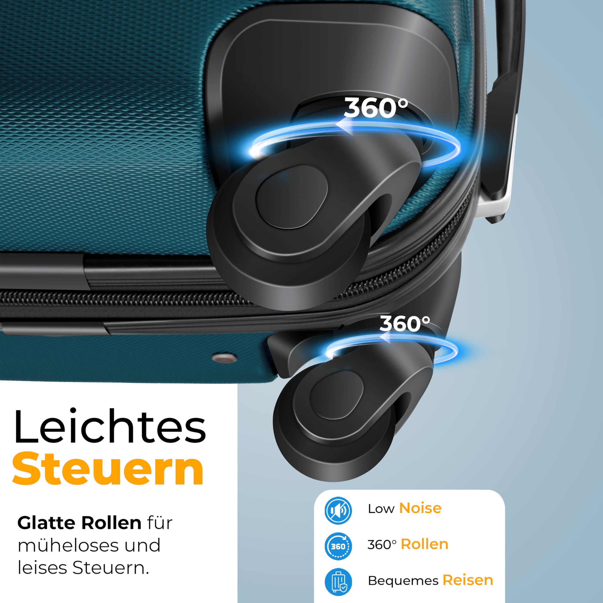 KESSER® Set di 3 valigie rigide, set di valigie da viaggio, set di valigie trolley, incl. bilancia per bagagli + etichetta per bagagli, chiusura per valigie rotolanti, manico telescopico M-L-XL