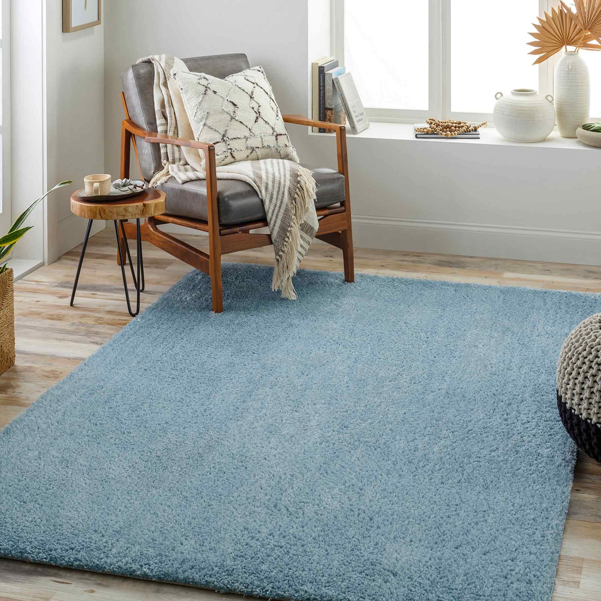 Livabliss Shaggy Rug - Alfombra Salon Grande Habitacion, Dormitorio - Alfombra Pelo Largo Berber Abstracta, Pelo Grueso y Esponjoso - Alfombras Grande de 160x213cm, Azul