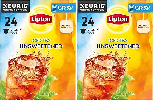 Lipton K-Cups de té helado, té negro sin azúcar, 24 cápsulas (paquete de 2)