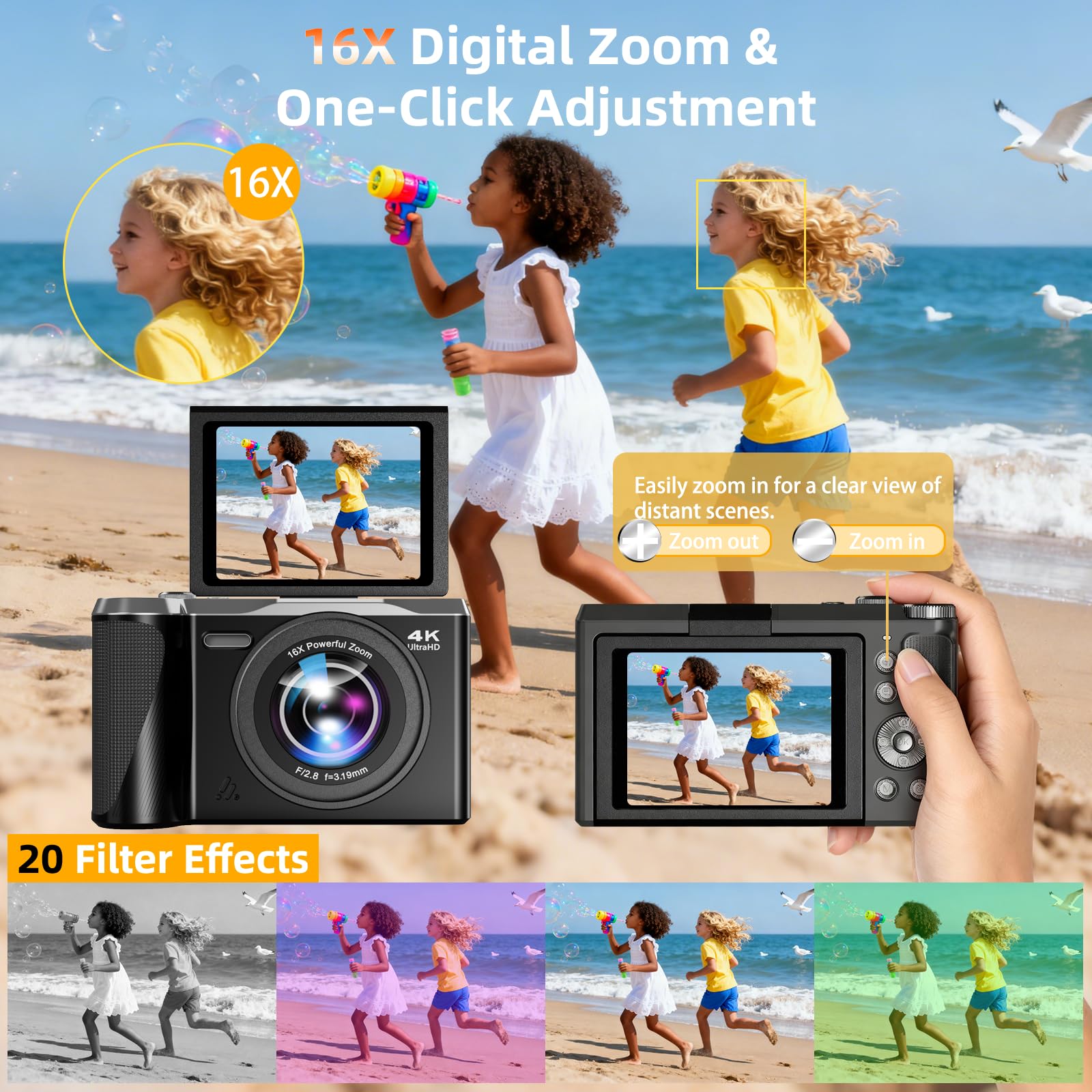 Amazon | デジタルカメラ、オートフォーカス 4K Vlogカメラ 写真撮影用