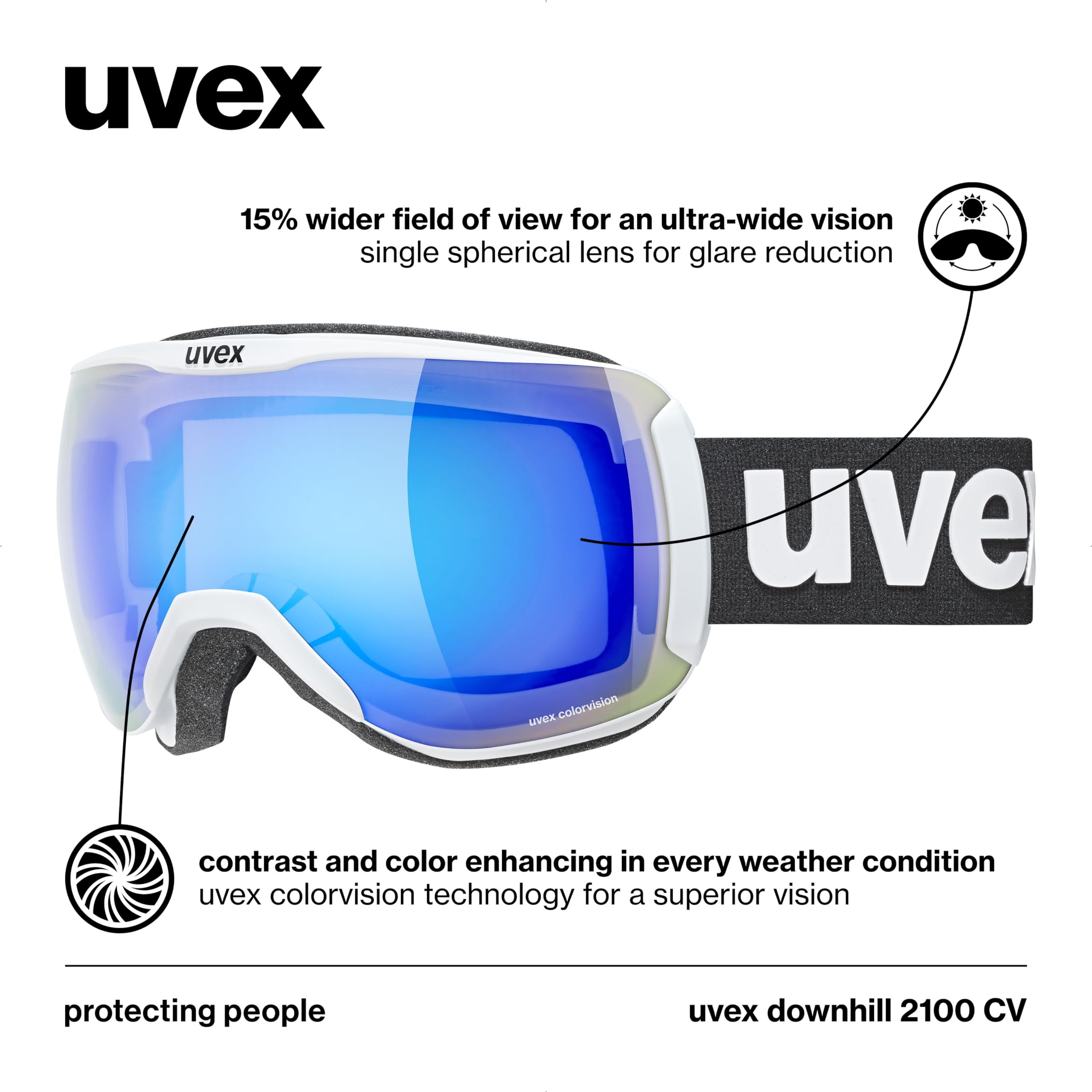 Uvex Unisex – Erwachsene Downhill 2100 Cv gogle narciarskie (1 szt.)