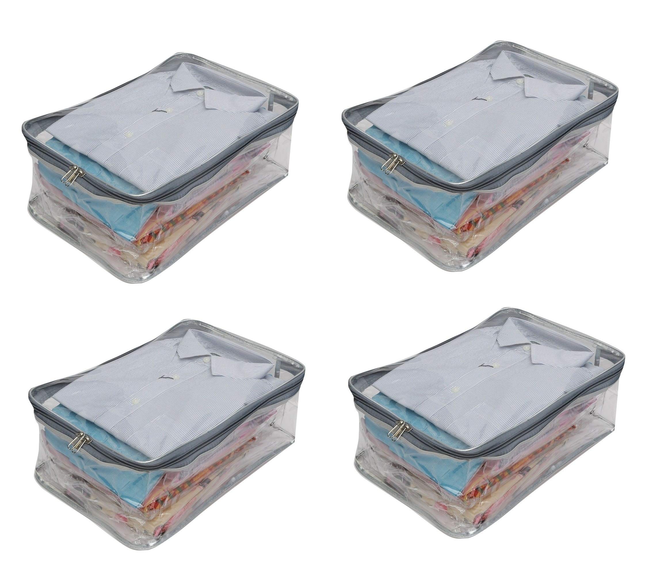 DIVYANA Transparent Shirt/Blouse/Salwar Suit/Kurti/Pant/Jeans/T-Shirt Cover - Multi-Purpose Clothes Cover, Combo Set of 4 Pcs