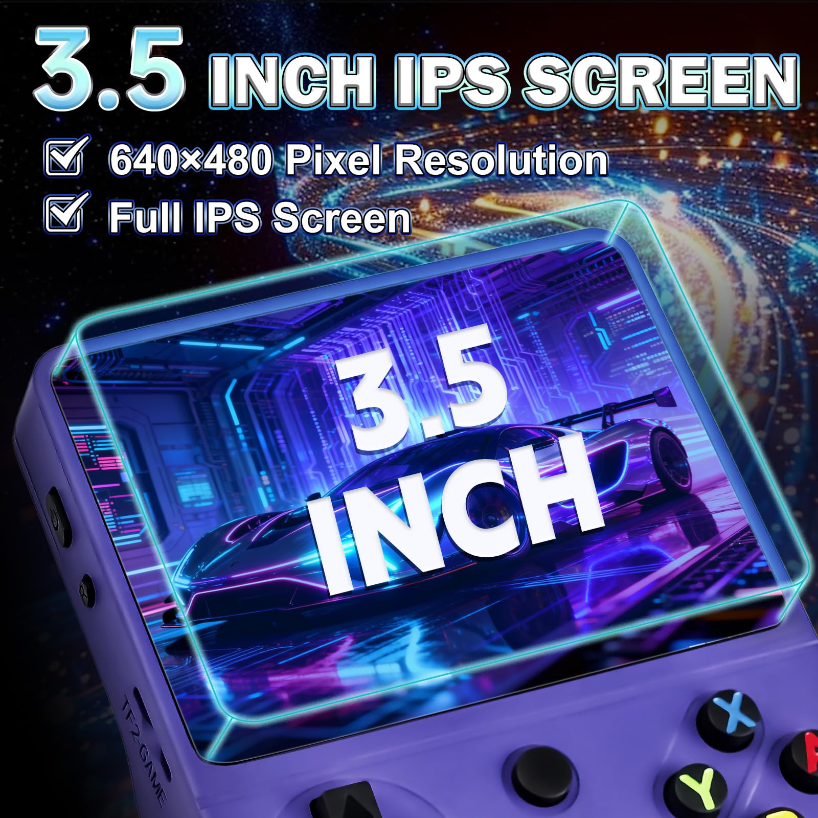 Forlarme RG36PRO Retro Video Game Console-Support 30000+ Classic Games,3.5"IPS Screen,Open Source System,64G TF card,3000mAh Battery,Portable Console for Teen or Partner - Gift for Christmas - Purple