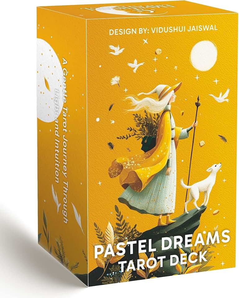 Pastel Dreams - Baraja de tarot para principiantes, 78 cartas de tarot pastel suave con guía general, arte intuitivo suave, herramienta de adivinación de brujería