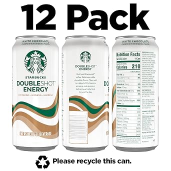Starbucks Doubleshot Energy Drink Coffee Beverage,White Chocolate,Iced Coffee,15 fl oz Cans,(Pack of 24)