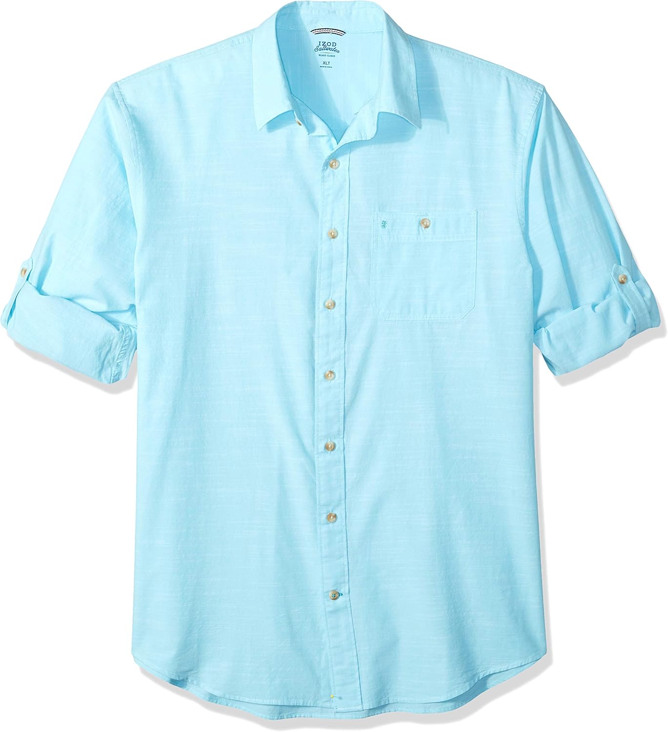 Izod Men's Saltwater Dockside Button-Down Shirt - 100% Cotton Casual Wear