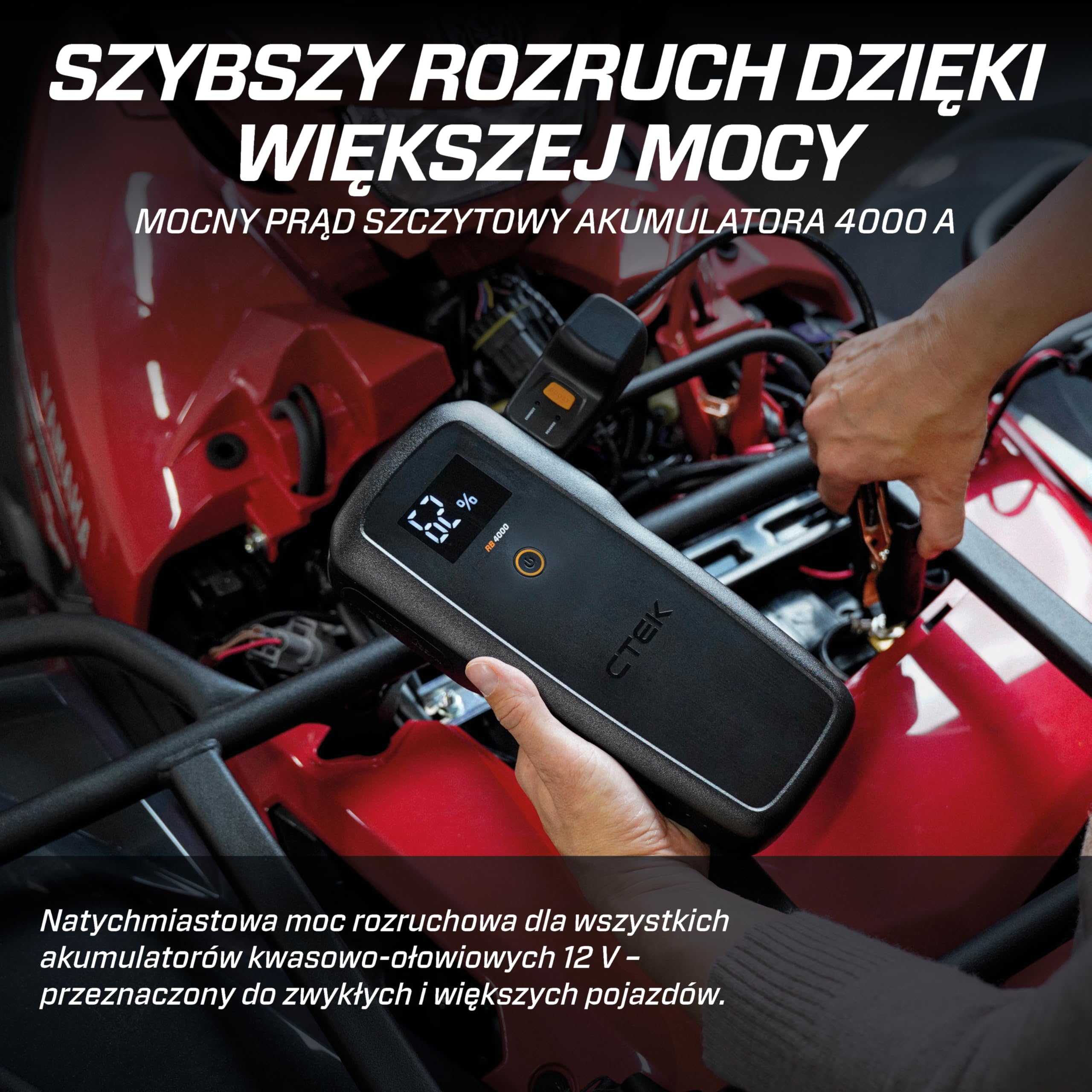 CTEK RB 4000 Przenośny Rozrusznik – Szczytowy Prąd Baterii 4000A, Booster do Akumulatorów 12V w Pojazdach Diesla i Benzynowych