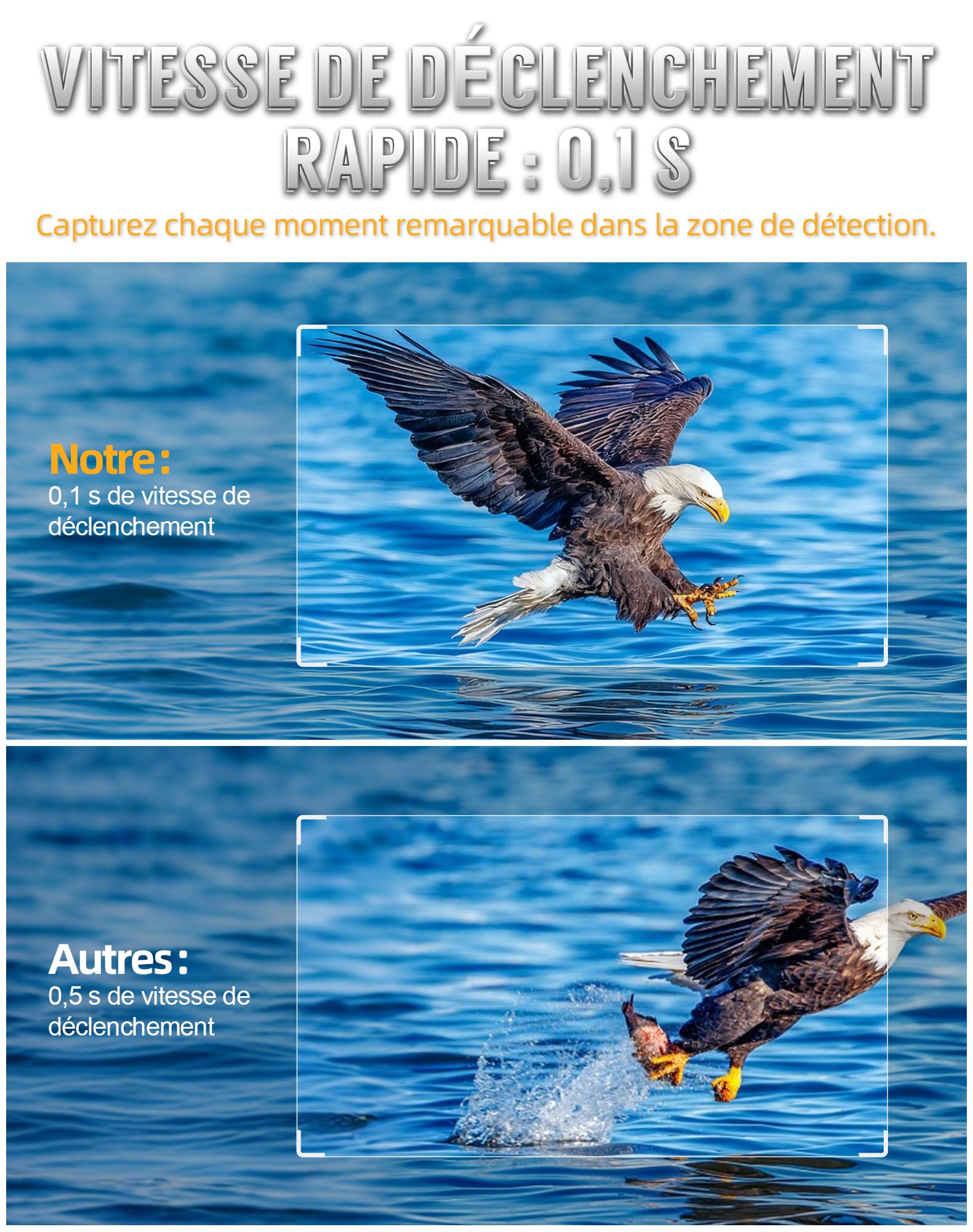 Caméra de chasse - Solaire 8K 60MP WiFi camera animaux,activation par mouvement en 0,1 seconde, portée de détection de 19,8 mètres, vision nocturne HD sans émission de lumière, résistance à l'eau IP66