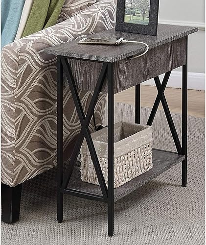 Miniatura 2 de Convenience Concepts Tucson - Mesa auxiliar con tapa eléctrica, Madera Gris desgastado/Negro,Negro/Negro,Cerezo/Negro,Espresso / Negro,Abedul