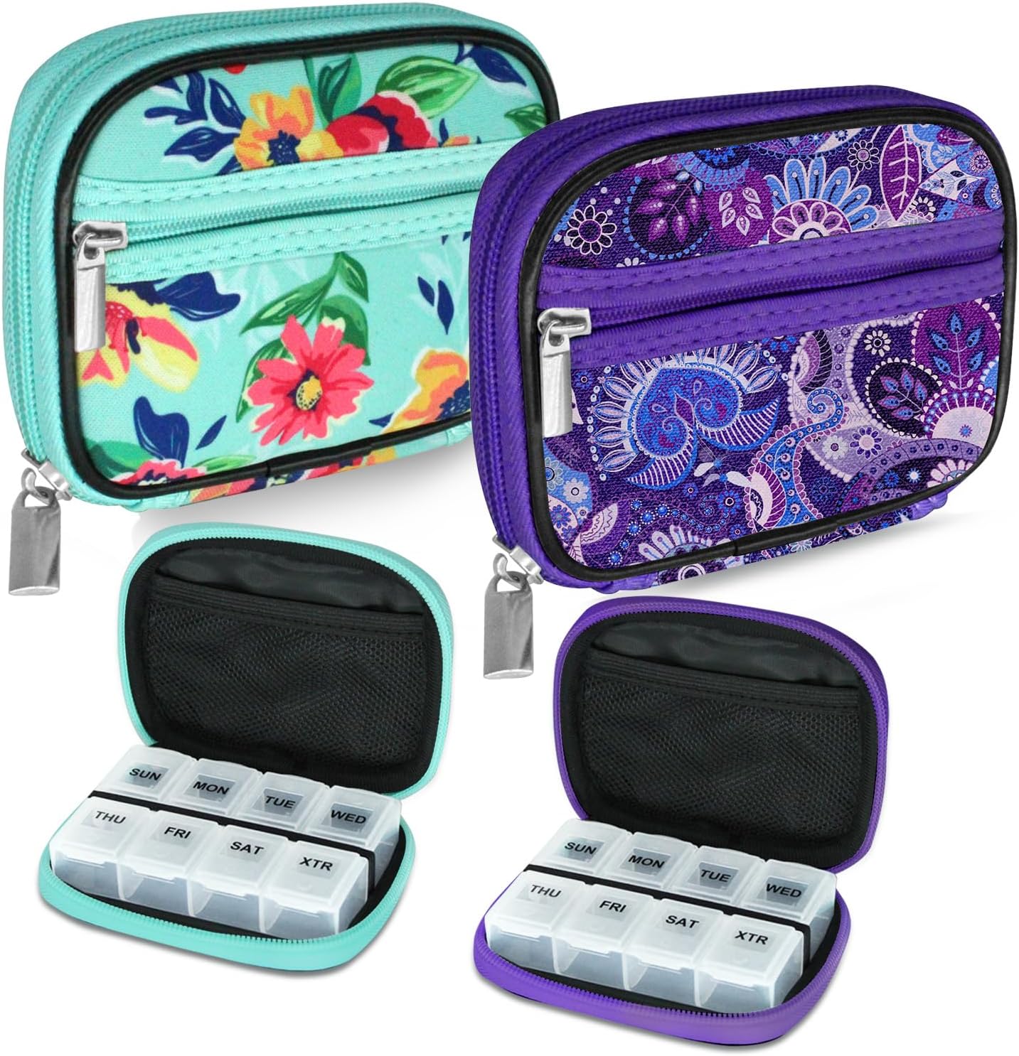 Weekly Pill Organizer 7 Days, Cute Small Travel Pill Organizer Daily Vitamin