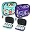 Serfeymi Weekly Travel Pill Organizer Pill Case for Purse with Removable 7 Day Pill Box, Fashionable Travel Medicine Organizer Pill Container for Medicine, Vitamin, Supplement - Green 01 + Purple 01