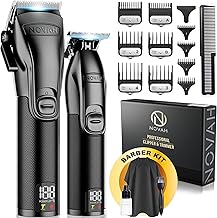 Novah® Professional Hair Clippers for Men, Professional Barber Clippers and Trimmer Set, Mens Cordless Hair Clipper for Barbers Haircut Kit Fade